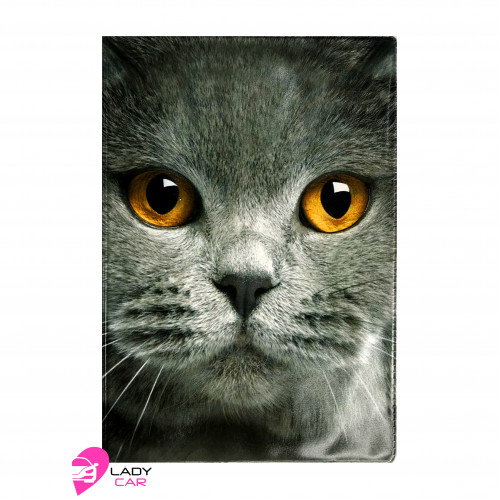Обложка на паспорт "Серая кошка"